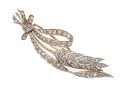 Platinum Topped And 14k Antique Diamond Wheat And Bow Motif Brooch, App. 1.42 TCW