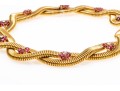 14k Magnificent Wide Heavy Vintage Snake Chain, Ruby And Diamond Cluster Choker