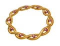 14k Magnificent Wide Heavy Vintage Snake Chain, Ruby And Diamond Cluster Choker