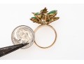 18k Yellow Gold Handsome Nephrite Jade And Foliate Cluster Ring, Size 6