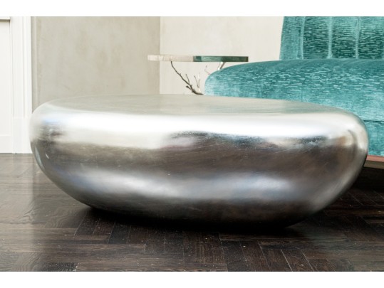 River Stone Silver Leaf Coffee Table (Retail $2,249)