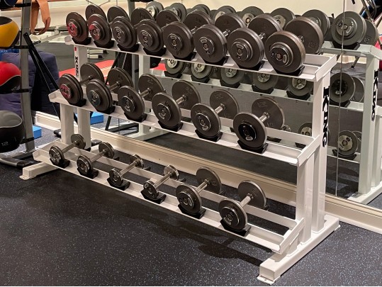 “Rock Barbell And Fitness” Commercial Weight Rack And A Collection Of Free Weights