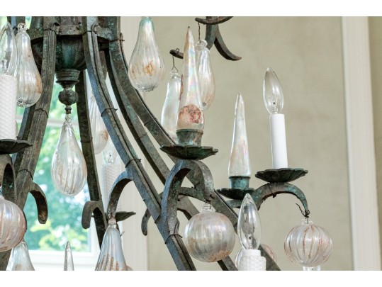 Majestic Murano Glass And Wrought Iron Chandelier (Original Purchase Price $8,600)