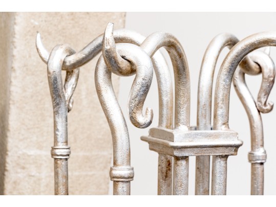 Magnificent Fireplace Screen With Associated Set Of Fireplace Tools 