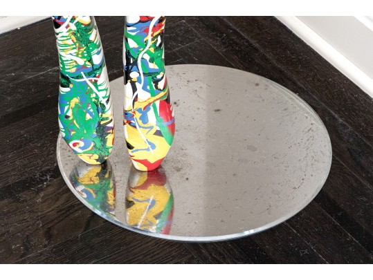 Artisanal Paint Splattered Plaster Manequin On Circular Base