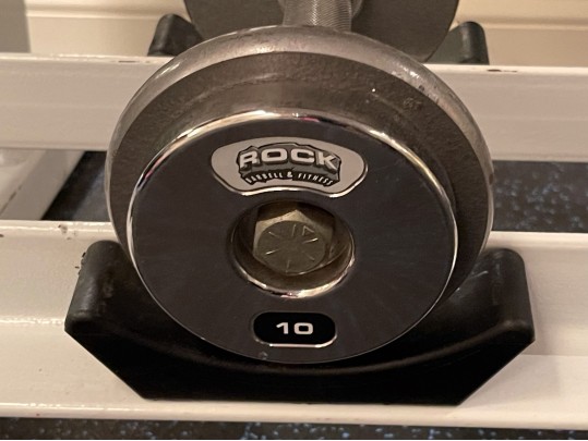 “Rock Barbell And Fitness” Commercial Weight Rack And A Collection Of Free Weights