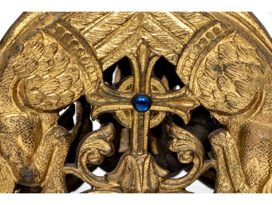 Gothic Style Brass Seven Light Electrified Candelabrum