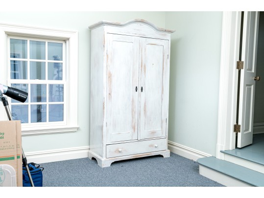 Farmhouse Chic White Painted Armoire