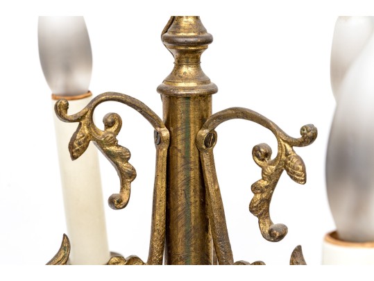 Gothic Style Brass Seven Light Electrified Candelabrum