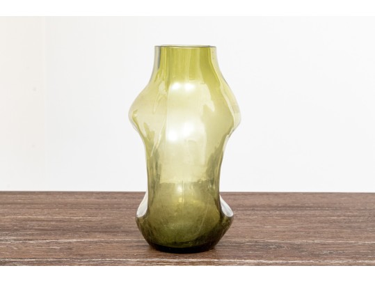 Three Green Tinted Glass Vases