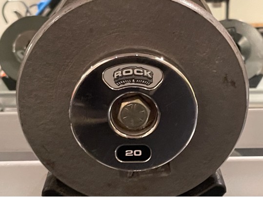 “Rock Barbell And Fitness” Commercial Weight Rack And A Collection Of Free Weights