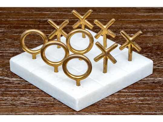 Decorative 3D Tic-Tac-Toe Set With Marble Board