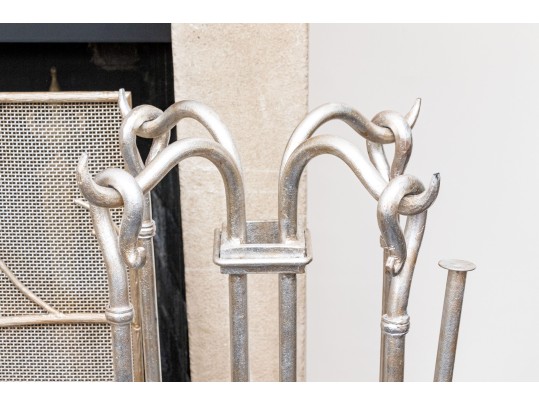Magnificent Fireplace Screen With Associated Set Of Fireplace Tools 