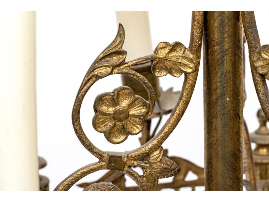 Gothic Style Brass Seven Light Electrified Candelabrum