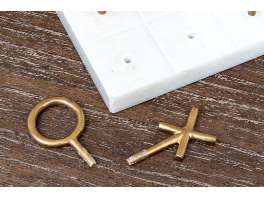 Decorative 3D Tic-Tac-Toe Set With Marble Board