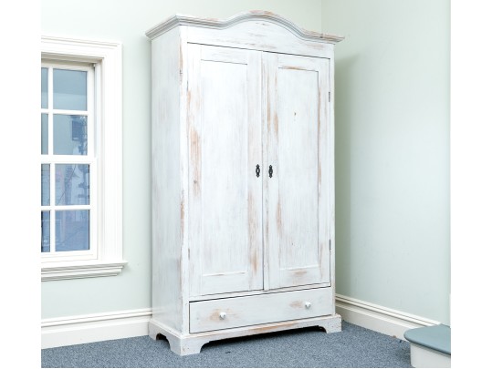 Farmhouse Chic White Painted Armoire