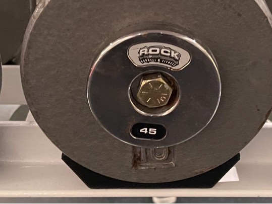 “Rock Barbell And Fitness” Commercial Weight Rack And A Collection Of Free Weights