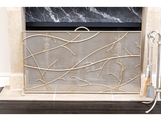Magnificent Fireplace Screen With Associated Set Of Fireplace Tools 