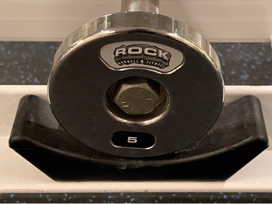 “Rock Barbell And Fitness” Commercial Weight Rack And A Collection Of Free Weights