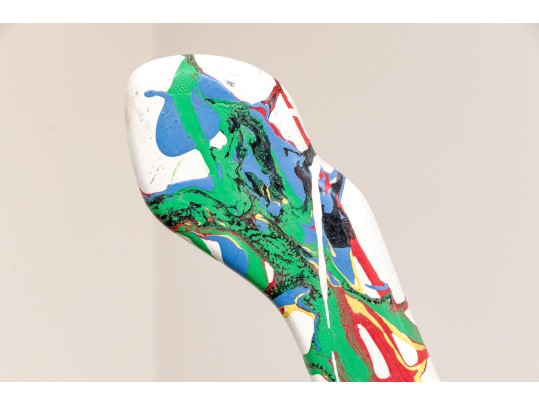 Artisanal Paint Splattered Plaster Manequin On Circular Base