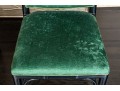Six Chinese Chippendale Style Black Lacquered Dining Chairs In Green Faux Snakeskin Upholstery