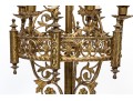 Gothic Style Brass Seven Light Electrified Candelabrum