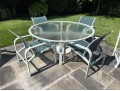 Vintage Brown Jordan Outdoor Dining Set, Including Table, Chairs And A Barcart