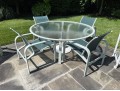 Vintage Brown Jordan Outdoor Dining Set, Including Table, Chairs And A Barcart