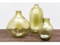 Three Green Tinted Glass Vases