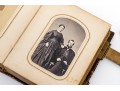 Antique Leather Bound Photograph Album Together With Two Antique Photos