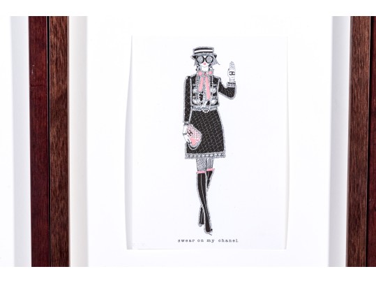 Trio Of Fashion Drawings, Mixed Media
