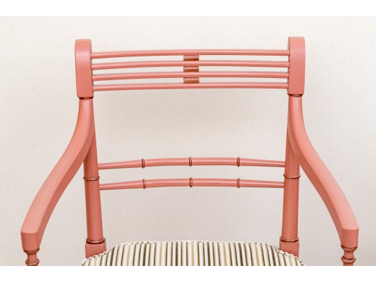 Dusty Pink Cane Armchairs With Cushions