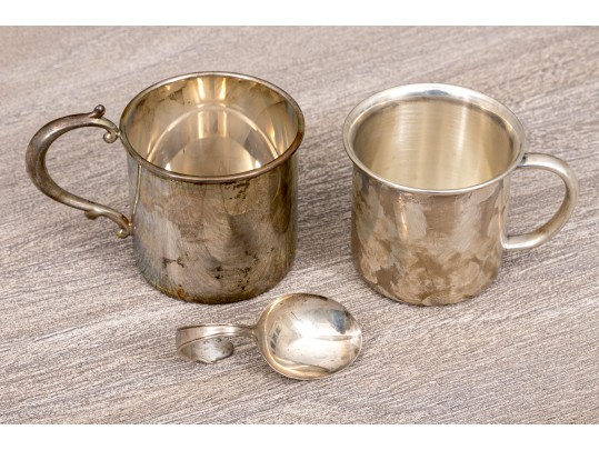 Sterling Silver Baby Cups & Spoon 4.65 T. Ounces