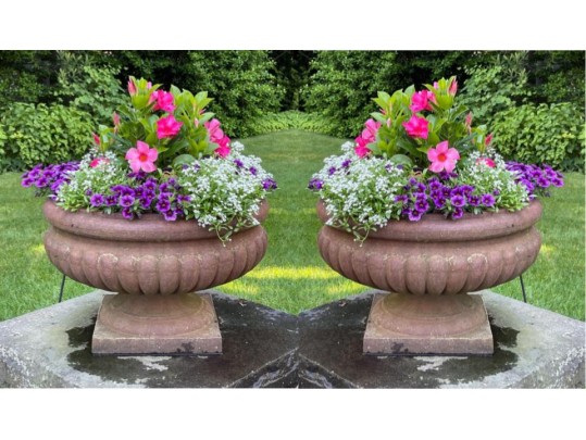 Pair Of Stunning Vintage Cement Planters