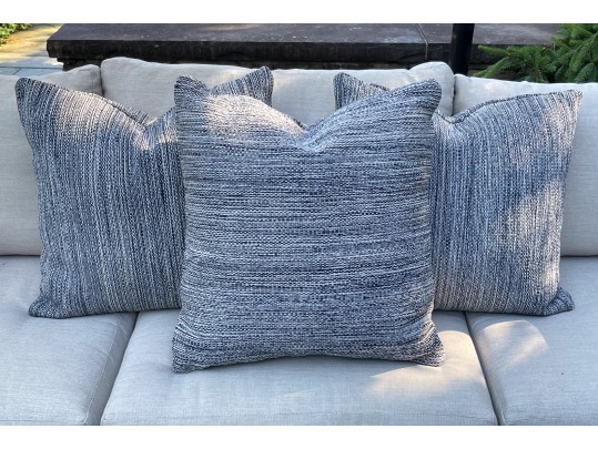 Set Of 3 Mingled Navy Indoor/Outdoor Pillows