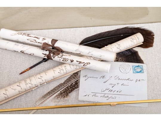 Feather Quill & Vintage Letter Shadow Boxes