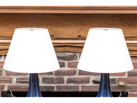 Pair Of Visual Comfort Midnight Blue Porcelain Table Lamps