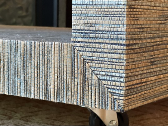 Grasscloth Wrapped Parsons Style Bench On Casters (1 Of 2)