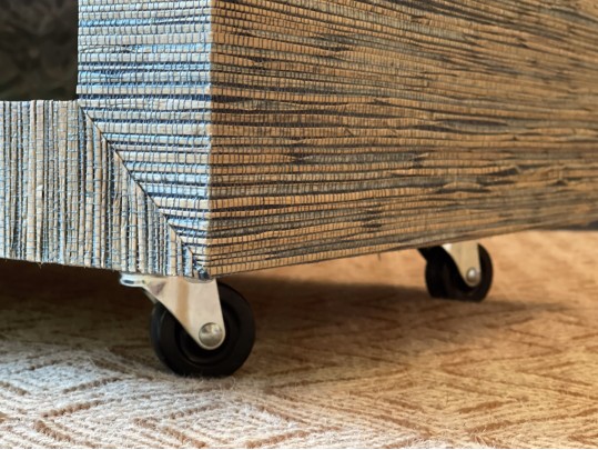 Grasscloth Wrapped Parsons Style Bench On Casters (1 Of 2)