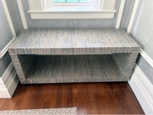 Grasscloth Wrapped Parsons Style Bench On Casters (1 Of 2)