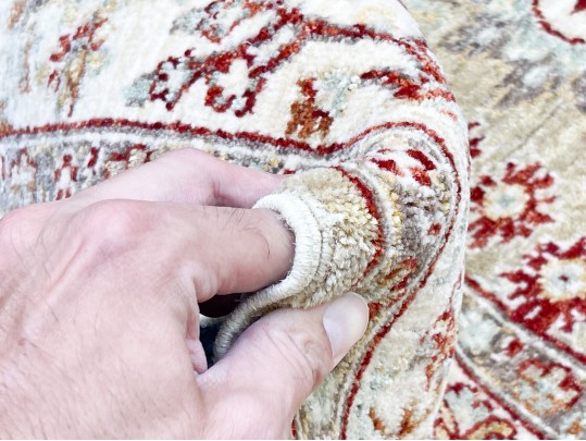 Wool Runner In Beige With Reds And Greens 