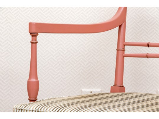 Dusty Pink Cane Armchairs With Cushions