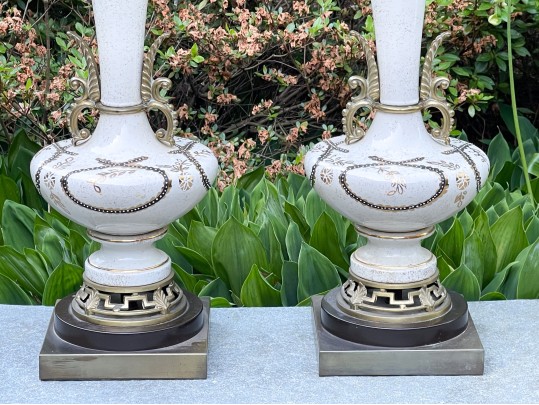 Pair Of Vintage Hand Painted Lamps