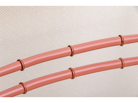 Dusty Pink Cane Armchairs With Cushions