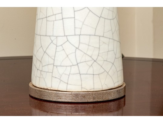 Palmer Hargrave Chalee Table Lamp - Crackle Ceramic And Silvered Metallic Finish