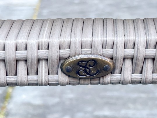 Pair Of Summer Classics Woven Swivel Chairs With Coordinating Side Table