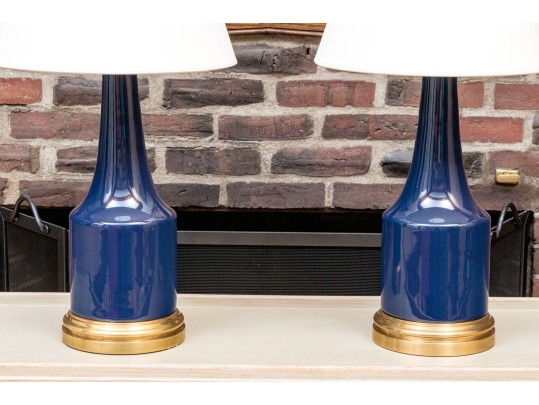 Pair Of Visual Comfort Midnight Blue Porcelain Table Lamps