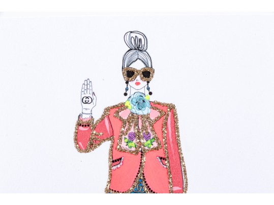 Trio Of Fashion Drawings, Mixed Media