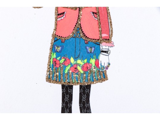 Trio Of Fashion Drawings, Mixed Media