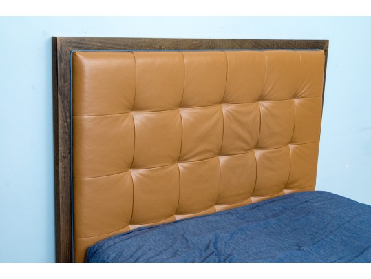 Custom Faux Leather & Wood Full Headboard